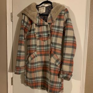 Billabong mid-length jacket with faux fur hood